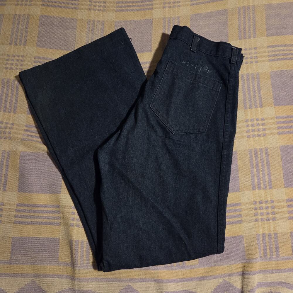 Vintage US Navy Utility Trousers 30x31 Denim Bell Bottom Navdungaree Stencil Zip